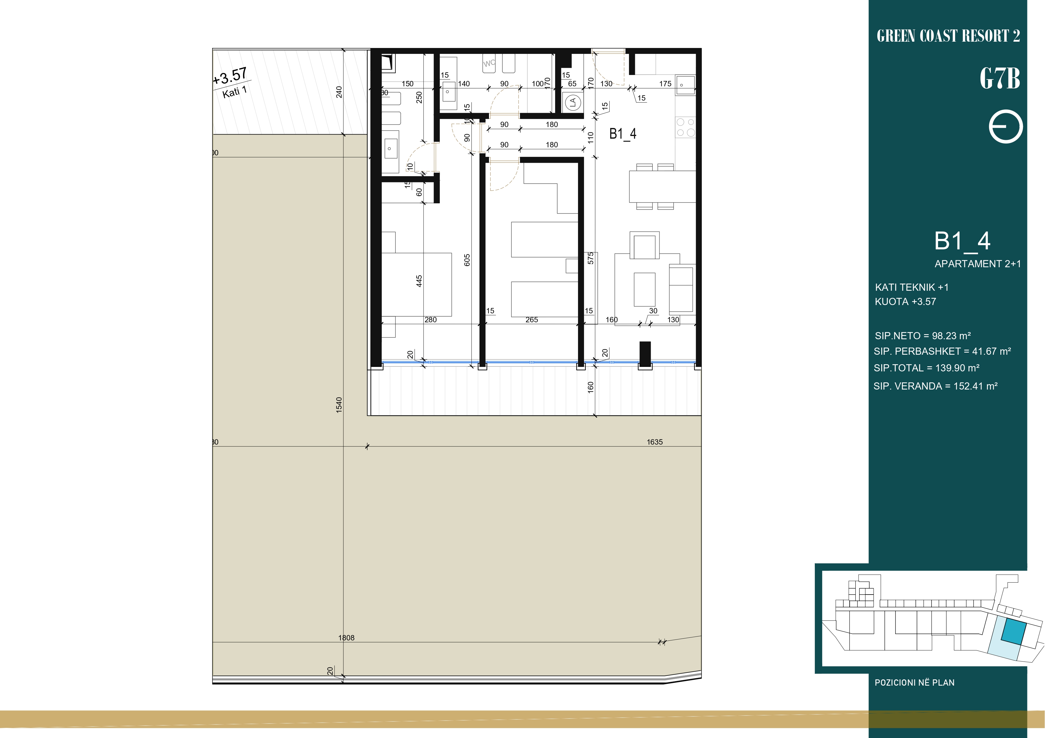 Apartament 2 + 1  ne Green Coast Resort 2 B1_4