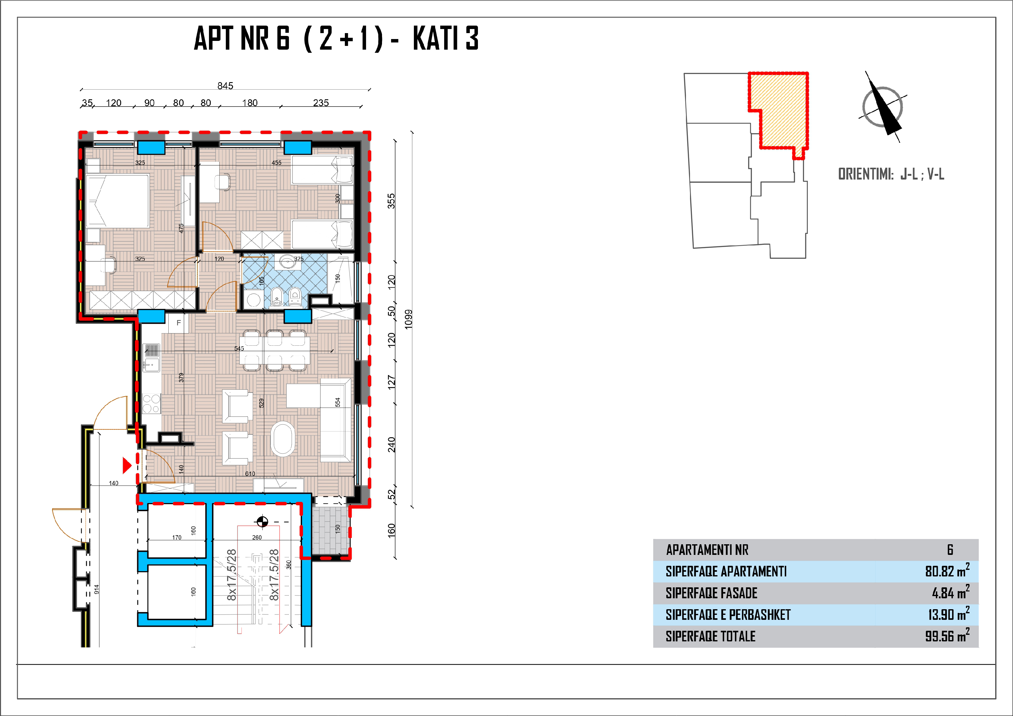Apartament 2 + 1 Nr 6 në Pallatin e Drejtësisë