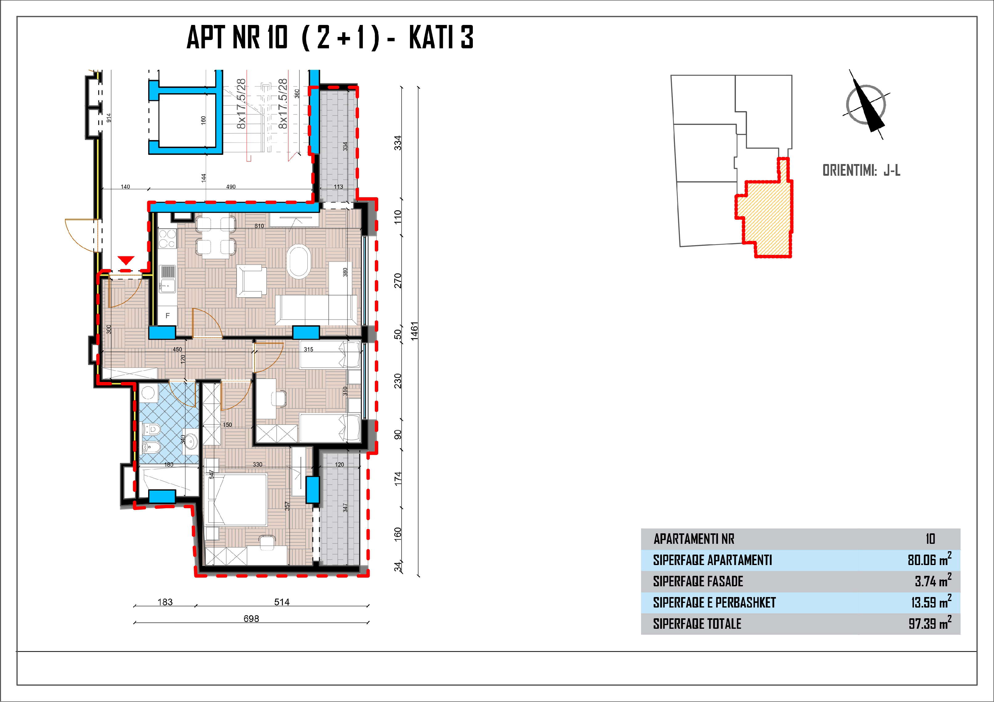 Apartament 2 + 1 Nr 10 në Pallatin e Drejtësisë