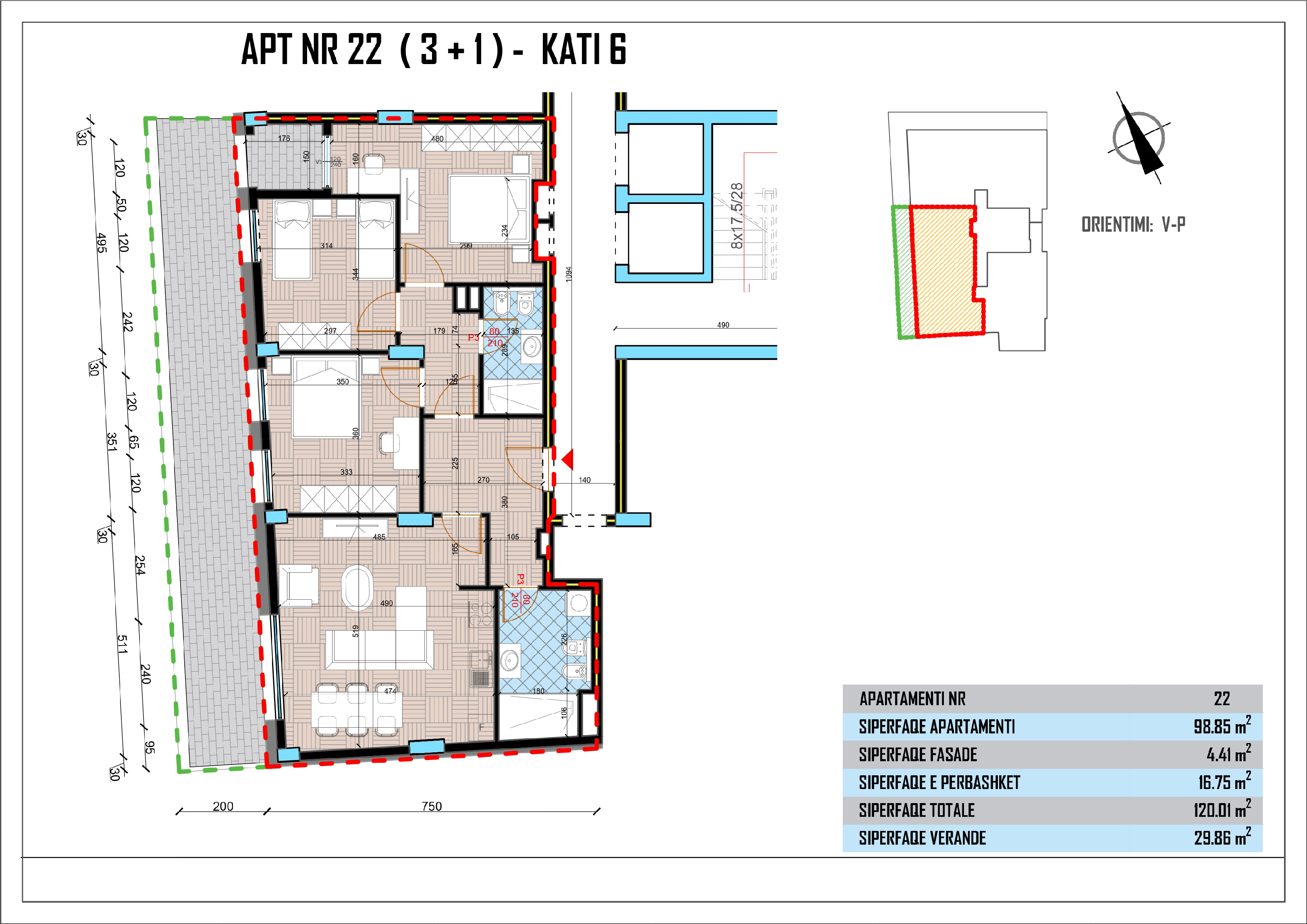 Apartament 2 + 1 Nr 22 në Pallatin e Drejtësisë