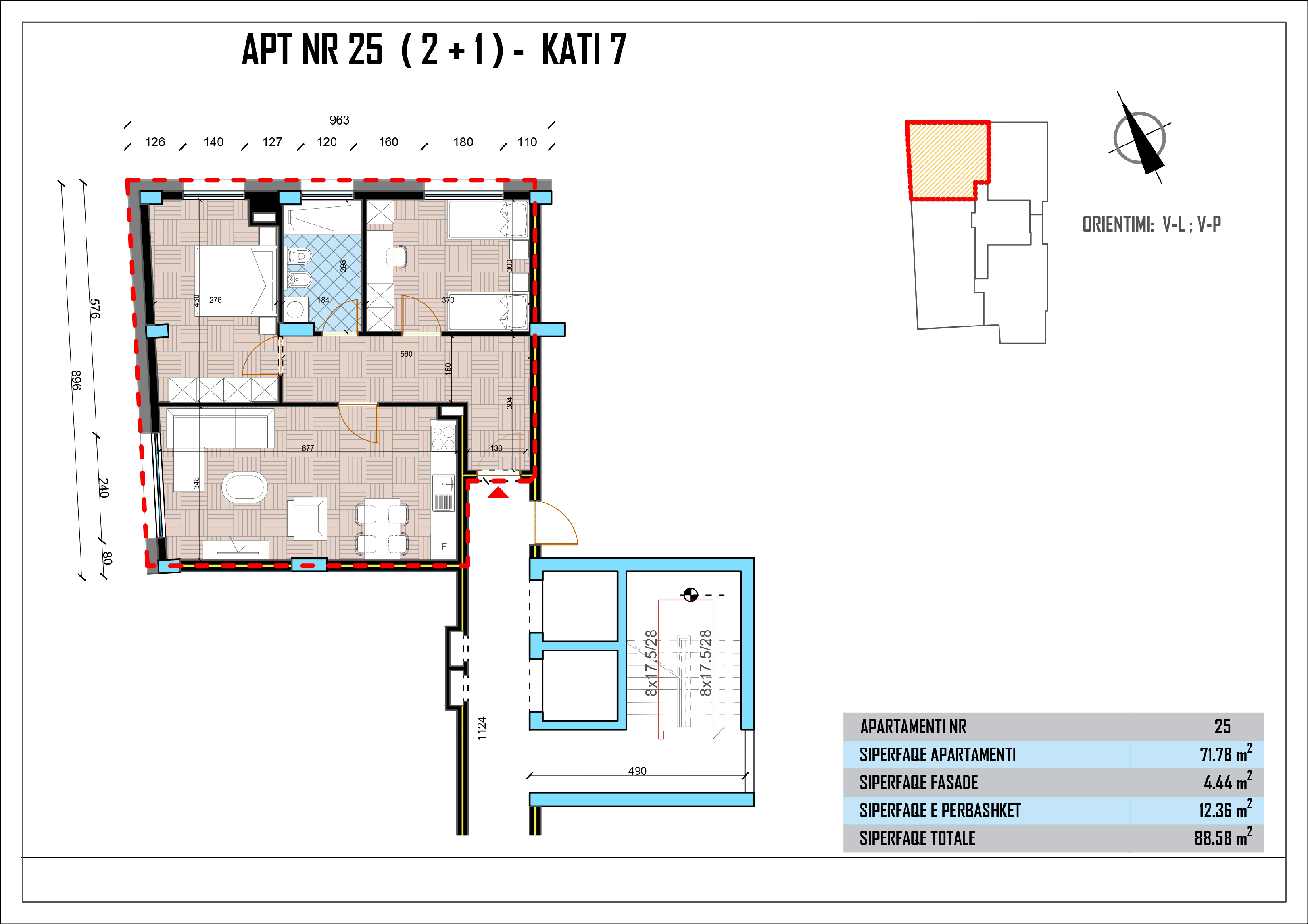 Apartament 2 + 1 Nr 25 në Pallatin e Drejtësisë