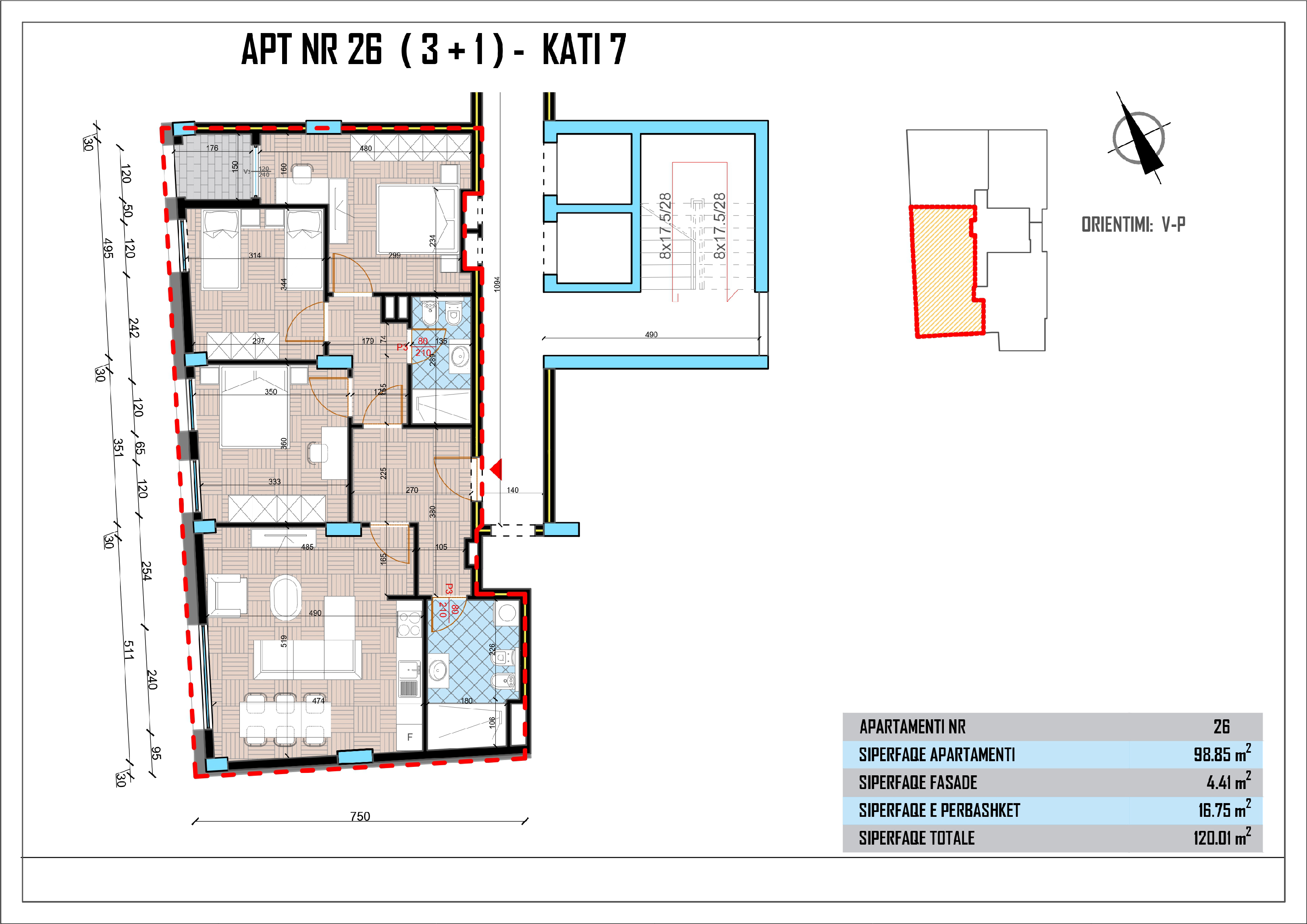 Apartament 3 + 1 Nr 26 në Pallatin e Drejtësisë