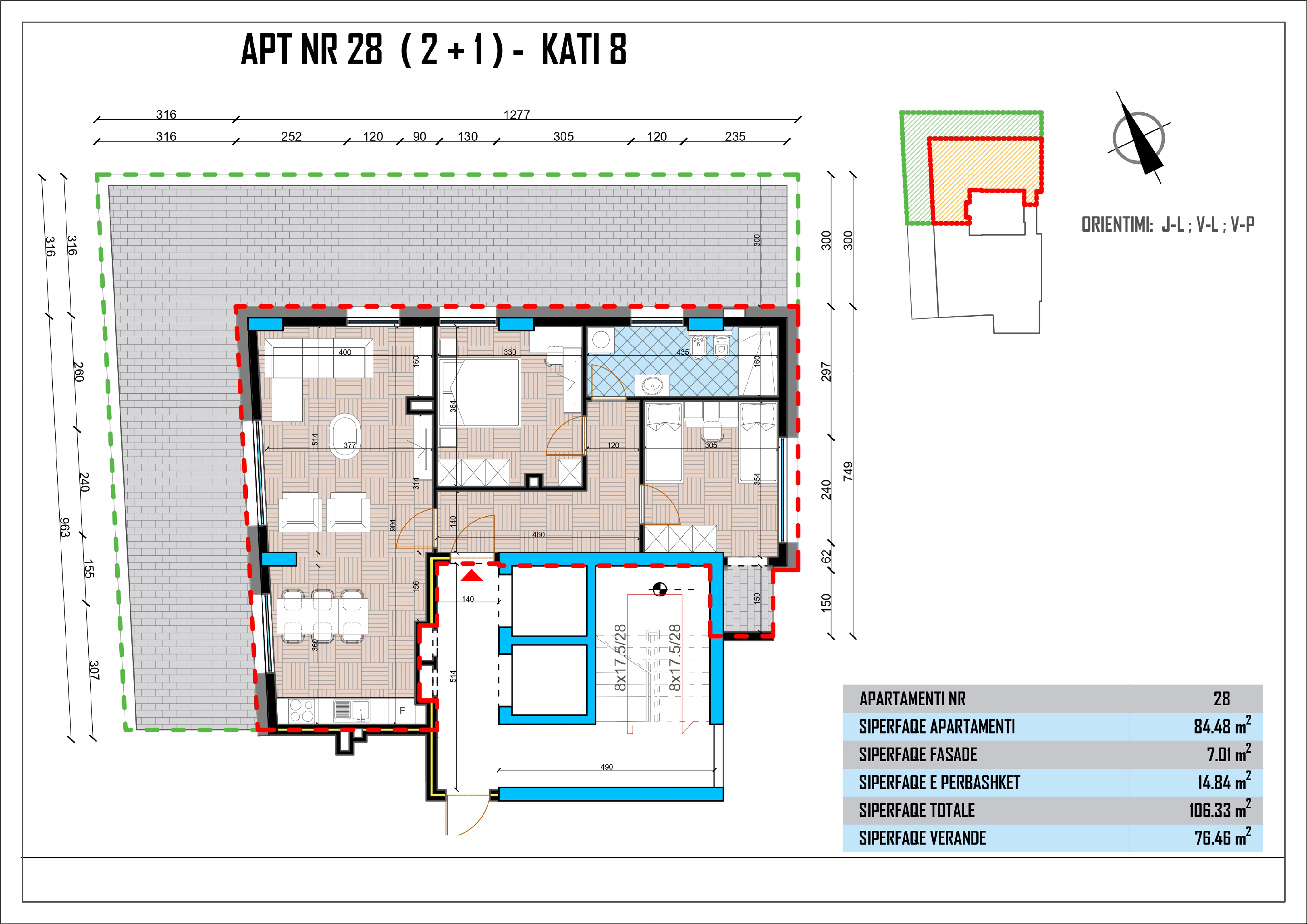 Apartament 2 + 1 Nr 28 në Pallatin e Drejtësisë