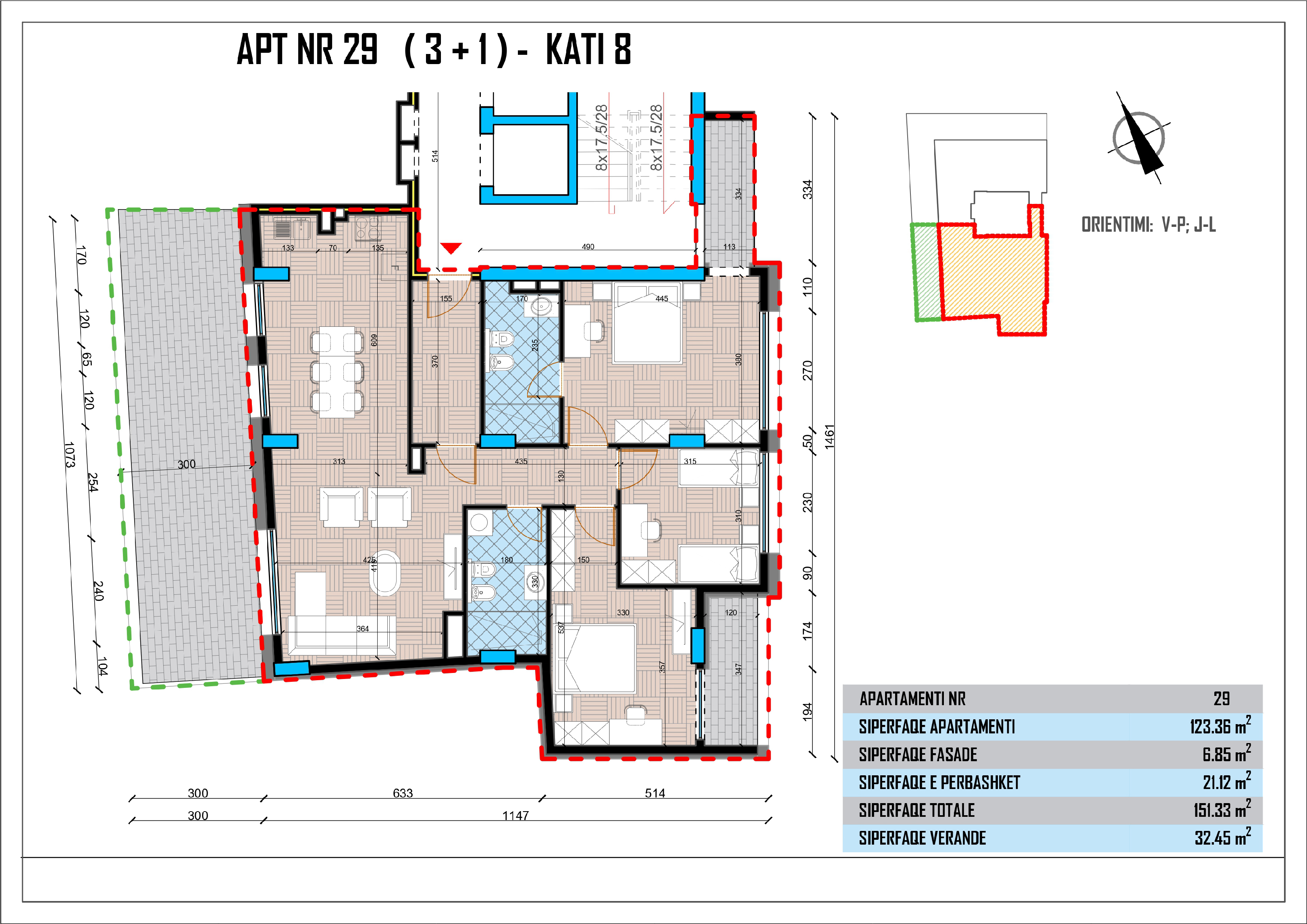 Apartament 3 + 1 Nr 29 në Pallatin e Drejtësisë